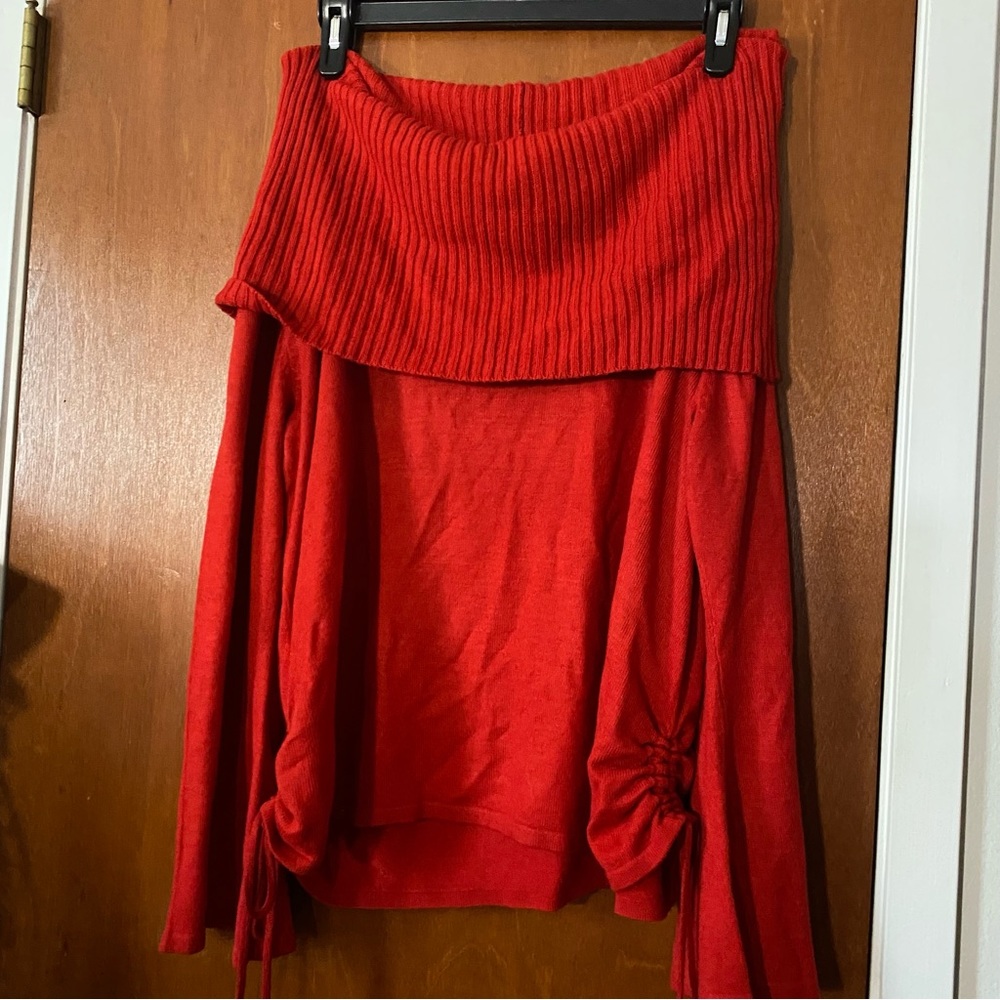 Red Ashley Stewart off the shoulder Sweater